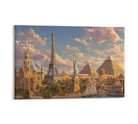RIAVBAODG Monuments Célèbres Mondiaux Murale Monuments Célèbres Décoration Murale Image Sur Toile Tableau Impression Sur Toile Affiche Decoration Pour Salon Chambre Décorations 20x30inch(50x75cm)