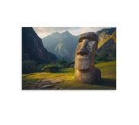 RIAVBAODG Statue Ancienne de l'Île de Pâques Décor Mural Machu Picchu Poster Décoratif Peinture Murale Impression Sur Toile Pour Chambre Salle De Bain Cuisine Bureau 08x12inch(20x30cm)