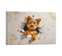 RIAVBAODG Yorkshire Terrier en 3D Impression Sur Toile Chiot Décoration Peinture Poster Mural Morden Affiche Decoration Pour Salon Chambre Restaurant Décorations 08x12inch(20x30cm)