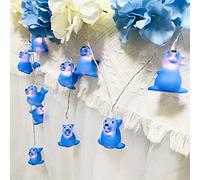 Riaxuebiy 10 LED 1,65M Jolie Guirlande Lumineuse en Forme D'animal,Phoque Bleu Lumières Féériques Veilleuse Lumière Suspendue,Décoration de Noël Guirlande Lumineuse (1.65M-USB, Sceau bleu)