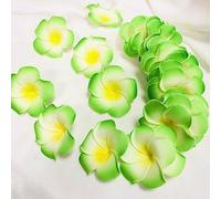 Riaxuebiy 100pcs 2.36 inch Diamètre en Mousse Plumeria Hawaïenne Frangipanier Fleur Artificielles pour Mariage Fête Maison Décoration (Vert)