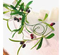 Riaxuebiy 2 x 7.5 FT Olives Artificielles Vigne Guirlande Plantes Fleurs Fruits Arts pour Cérémonie Mariage Maison Décoration (Olives Rouge)