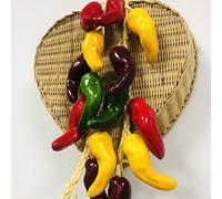 Riaxuebiy 5 Pack Simulation Chili Chaîne Artificielle Réaliste Faux Légumes Artificielle Poivron Rouge Faux Légumes Chili Corde Suspendue Décor À La Maison Accessoires De Photographie (Coloré Chili)