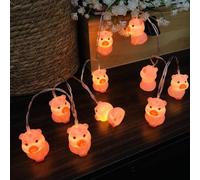 Riaxuebiy Cochon Guirlande Lumineuse,10 LED Fonctionnant à Piles en Forme A'animal Lumières Cochon pour Arbre de Noël,Vacances d'intérieur,Décoration de Chambre D'enfant (Cochon confiant)