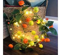 Riaxuebiy Fruits Vignes Guirlande Lumineuse 2m 20LED avec Citron Mandarine Artificielles et Guirlande de Baie Feuille en LED en Fil de Cuivre pour Mariage,écorations d'intérieu,Jardin Décoration (1)