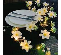 Riaxuebiy Guirlande Lumineuse Artificielle de Marguerite Succulentes,Guirlande de Fleurs à Piles pour Chambre Saint Valentin Mariage Fête Décoration (Marguerite Blanc)