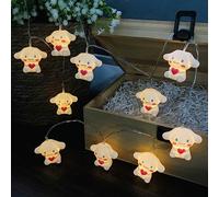 Riaxuebiy Guirlande Lumineuse Chien avec 20 LED Blanc Chaud à Piles & Cable USB pour Intérieur/Extérieur Chambre des enfants Fête Noël Décoration (3m/20led, Chien)