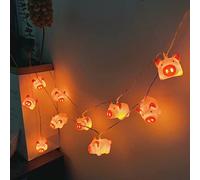 Riaxuebiy Guirlande Lumineuse Cochon avec 20 LED Blanc Chaud à Piles & Cable USB pour Intérieur/Extérieur Chambre des enfants Fête Noël Décoration (3m/20led, Cochon)