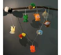 Riaxuebiy Guirlande Lumineuse Pompons Animaux de la Forêt, 1.65M 10LED Dessin Animé Animal Balle en Peluche Guirlande, à Piles pour Intérieure Chambre Enfant Fête des Fête des Animauxs Décoration