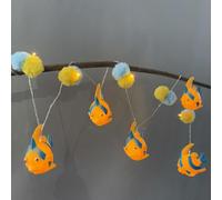 Riaxuebiy Guirlande Lumineuse Pompons Poisson-ange, 1.65M 10LED Poisson Rayé Balle en Peluche Guirlande, à Piles pour Intérieure Chambre Enfant Fête des Requins sur la Plage Décoration