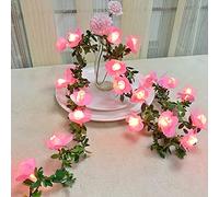 Riaxuebiy Guirlande lumineuse vigne fleurs,2 m20 LEDs guirlande de petites feuilles avec guirlande fleurs roses alimentée par piles pour décoration intérieure fête Noël mariage (Rose rose)