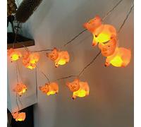 Riaxuebiy Jolies Guirlandes Lumineuses en Forme de Cochon,Porcin Décoratif Fée Lampe Alimenté par Batterie pour Fête, Noël, Halloween, Mariage (1.65m/10led, Cochon de lait)