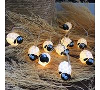 Riaxuebiy Jolies Guirlandes Lumineuses en Forme de Mouton Noir,Mouton Décoratif Fée Lampe Alimenté par Batterie pour Fête, Noël, Halloween, Mariage (1.65m/10led, Mouton à face noire)