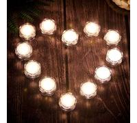 Riaxuebiy Lot de 12pcs Bougies LED étanche Submersible Lampe étanche Waterproof Lumières de Thé avec Pile Bouton pour Mariage Anniversaire Noël Décoration (Blanc chaud)