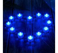 Riaxuebiy Lot de 12pcs Bougies LED étanche Submersible Lampe étanche Waterproof Lumières de Thé avec Pile Bouton pour Mariage Anniversaire Noël Décoration (Bleu)