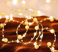 Riaxuebiy Perle Guirlande Lumineuse 50LED Guirlande Lumineuse À Piles Scintillant Lumières Décoratives pour Saint-Valentin Fête Chambre (Perle, 5m/50led)