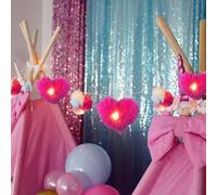 Riaxuebiy Pompons en Forme de Coeur Guirlande Lumineuse, 1.65M 10 à LED Blanches Chaud pour Intérieur Chambre d'enfants Noël Mariage (Rose rouge)