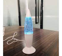 Riaxuebiy USB Étoile Lampe à Lave Pailletée Vintage Bureau Mini 7,28" Veilleuse Lumière de Fusée pour Enfants Garçons Filles Chambre Adulte (Changement de couleur-Blanc)
