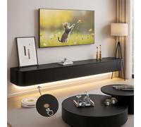 Ribanedy Meuble TV Suspendu Moderne avec éclairage LED | Console multimédia de Divertissement Murale | Grand Banc de Rangement pour TV, adapté au Salon et au Bureau (Noir, 240 cm)