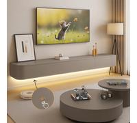 Ribanedy Meuble TV Suspendu Moderne avec éclairage LED | Console multimédia de Divertissement Murale | Grand Banc de Rangement pour TV, adapté au Salon et au Bureau (Kaki, 200 cm)