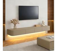 Ribanedy Meuble TV Suspendu Moderne avec éclairage LED | Console multimédia de Divertissement Murale | Grand Banc de Rangement pour TV, adapté au Salon et au Bureau (Kaki, 280 cm)