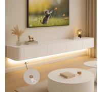 Ribanedy Meuble TV Suspendu Moderne avec éclairage LED | Console multimédia de Divertissement Murale | Grand Banc de Rangement pour TV, adapté au Salon et au Bureau (Blanc, 160 cm)