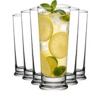 Ribbed 6 PCS Highball Glass Set, Elegant 11oz Tall Drinking Glasses Ideal for Mojito Whiskey Cocktails Perfect Bar Glassware Slim Cups Tall Water Glasses