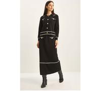 Ribbed Knitwear Midi Two-Piece Set with Button Closure S/M