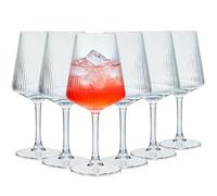 Ribbed Vintage Art Deco Coupe Glasses 6 PCS Elegant Ribbed Wine Glass Set, 15.8 Ounce Lead Free Crystal Ribbed Stemware Perfect for Red Wine White Wine and Champagne Flutes