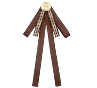 Ribbon Bowtie Brooch Pin Student Uniform Pre Tied Necktie Clip Vintage Brown Plaids Bowknot Corsage Shirt Jabot Collar Shirt Jabot Collar Necktie
