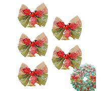 Ribbon De De Noël - Cloche avec Lin Matériau À Nœud À Nœud 5 Pièces Ornement De Cadeau | Accessoires De Faits À La Main avec des Scènes D'événements d'hiver pour La Cl