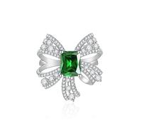 Ribbon de luxe Bow à ligature Infinity Anneaux pour les femmes 925 Silver Cumbic Zirconia Pave CZ Promed Rings pour ses bandes de mariage Forever Love Knot Square Cut simule la pierre gemme ouverte
