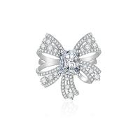 Ribbon de luxe Bow à ligature Infinity Anneaux pour les femmes 925 Silver Cumbic Zirconia Pave CZ Promed Rings pour ses bandes de mariage Forever Love Knot Square Cut simule la pierre gemme ouverte