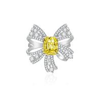 Ribbon de luxe Bow à ligature Infinity Anneaux pour les femmes 925 Silver Cumbic Zirconia Pave CZ Promed Rings pour ses bandes de mariage Forever Love Knot Square Cut simule la pierre gemme ouverte