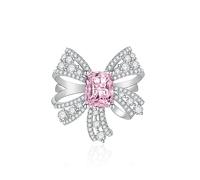 Ribbon de luxe Bow à ligature Infinity Anneaux pour les femmes 925 Silver Cumbic Zirconia Pave CZ Promed Rings pour ses bandes de mariage Forever Love Knot Square Cut simule la pierre gemme ouverte