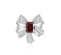 Ribbon de luxe Bow à ligature Infinity Anneaux pour les femmes 925 Silver Cumbic Zirconia Pave CZ Promed Rings pour ses bandes de mariage Forever Love Knot Square Cut simule la pierre gemme ouverte