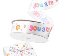 Ribbon For Crafts - 1 Inch X 20 Yards Decorative Ribbon | Printed Wrapping Strap For Gift Packaging, Bow Making, Bouquet Floral Arrangement, DIY Art Projects, School Birthday Decorations