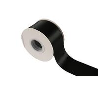 Ribbonitlux Ruban de satin double face 50 mm de large 22 mètres, ensemble pour emballage cadeau, décoration de fête, applications de couture, mariage et artisanat (030-Noir)