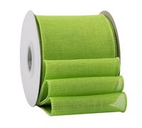 Ribbonitlux Ruban en toile de jute apple green avec fil, 100mm x 18 mètres, bord filaire pour emballage cadeau, grand nœud, couronne et décoration de sapin de Noël