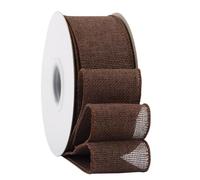 Ribbonitlux Ruban en toile de jute brown avec fil, 50mm x 18 mètres, bord filaire pour emballage cadeau, grand nœud, couronne et décoration de sapin de Noël