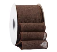 Ribbonitlux Ruban en toile de jute brown avec fil, 75mm x 18 mètres, bord filaire pour emballage cadeau, grand nœud, couronne et décoration de sapin de Noël