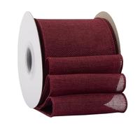 Ribbonitlux Ruban en toile de jute burgundy avec fil, 100mm x 18 mètres, bord filaire pour emballage cadeau, grand nœud, couronne et décoration de sapin de Noël