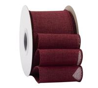Ribbonitlux Ruban en toile de jute burgundy avec fil, 75mm x 18 mètres, bord filaire pour emballage cadeau, grand nœud, couronne et décoration de sapin de Noël
