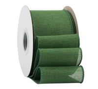 Ribbonitlux Ruban en toile de jute forest green avec fil, 75mm x 18 mètres, bord filaire pour emballage cadeau, grand nœud, couronne et décoration de sapin de Noël