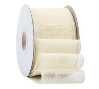 Ribbonitlux Ruban en toile de jute ivory avec fil, 75mm x 18 mètres, bord filaire pour emballage cadeau, grand nœud, couronne et décoration de sapin de Noël