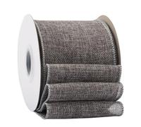 Ribbonitlux Ruban en toile de jute metal grey avec fil, 100mm x 18 mètres, bord filaire pour emballage cadeau, grand nœud, couronne et décoration de sapin de Noël