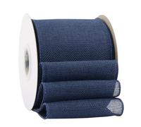 Ribbonitlux Ruban en toile de jute navy avec fil, 100mm x 18 mètres, bord filaire pour emballage cadeau, grand nœud, couronne et décoration de sapin de Noël