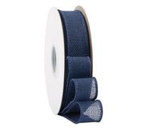 Ribbonitlux Ruban en toile de jute navy avec fil, 25mm x 18 mètres, bord filaire pour emballage cadeau, grand nœud, couronne et décoration de sapin de Noël