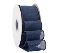 Ribbonitlux Ruban en toile de jute navy avec fil, 50mm x 18 mètres, bord filaire pour emballage cadeau, grand nœud, couronne et décoration de sapin de Noël
