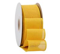 Ribbonitlux Ruban en toile de jute yellow avec fil, 50mm x 18 mètres, bord filaire pour emballage cadeau, grand nœud, couronne et décoration de sapin de Noël
